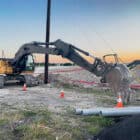 V-Bottom Rock Bucket for sale Scooping Dirt - Rockland Manufacturing